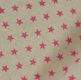 Glitter Pink Stars on natural - Cotton & linen