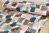 Coups de pinceau avec rayures - bleu et rose - Double gaze de coton de Kokka - 6 m