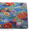 Colorful seigaiha and flowers - Blue - Cotton - 10m